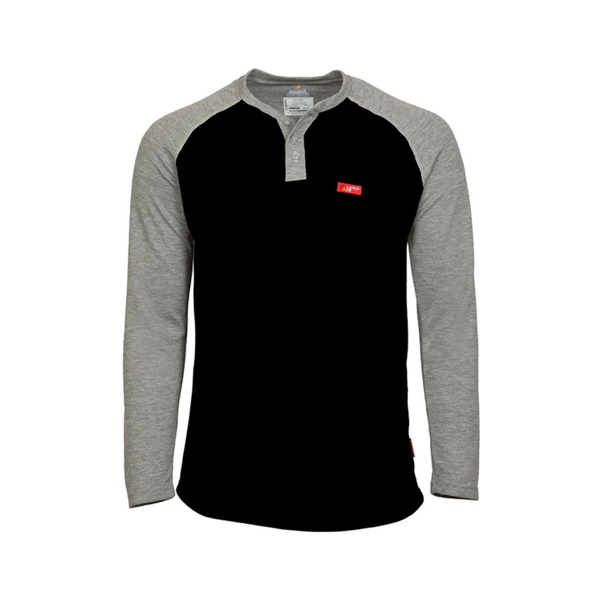Lapco Flame-Resistant Raglan Sleeve Henley Glack Gray T-Shirt  from GME Supply